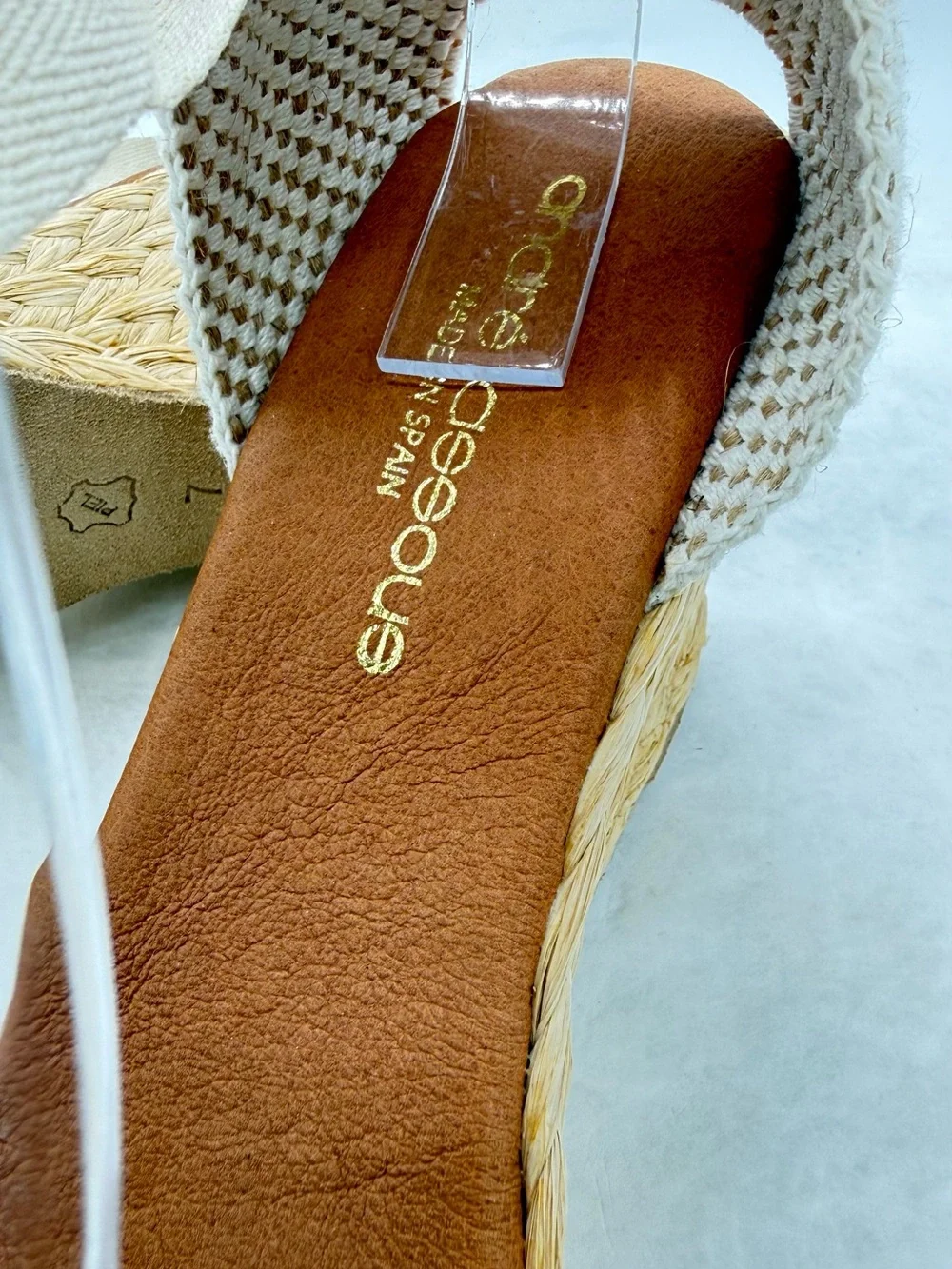 New Braided Espadrille Platform Wedges with Ankle Tie - Cream & Navy
